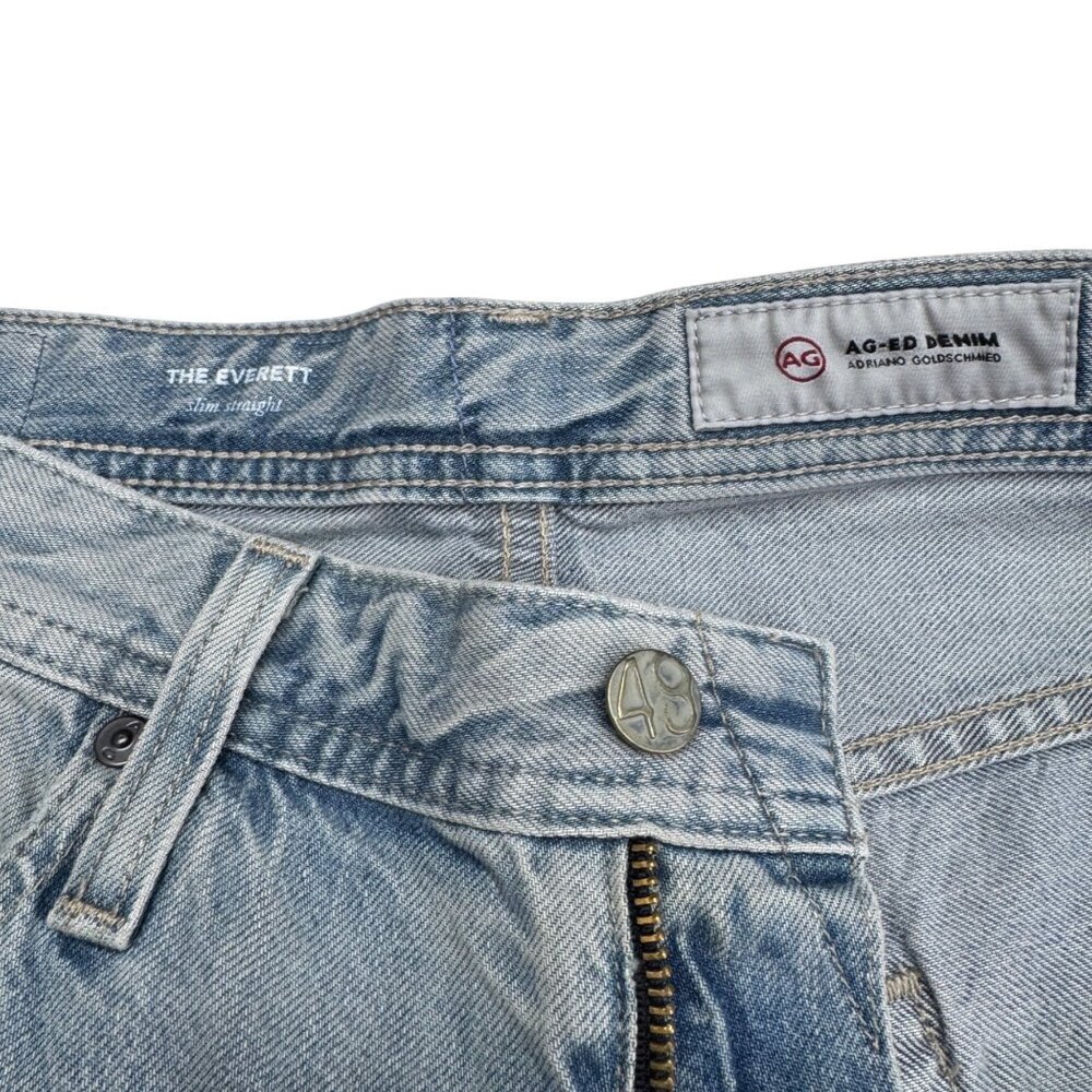 NEW AG Everett Slim Straight Jean Men's Light Blue Distressed Denim Pants, Sz 32 - Picture 6 of 11